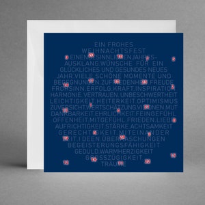 Adventskalender/kerstkaart in één (2 in 1), vierkant INSPIRATIEF & TRANSPARANT met wijsheden, quotes inclusief envelop + gratis kaart