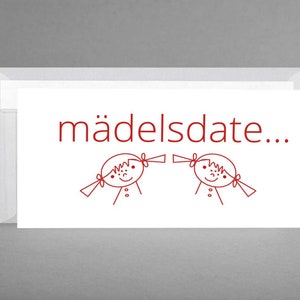 Voucher i zaproszenie „mädelsdate” ORYGINALNY wieczór panieński, wizyta w kinie, kolacja w cenie biało-przezroczysta koperta + bezpłatna kartka
