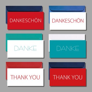 Set van 6 bedankkaarten ZEILOS &UNIVERSAL voor gelegenheden zoals Kerstmis, verjaardag, Moederdag ook voor zaken incl. enveloppen + gratis kaart