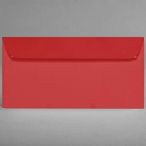 ROOD: Set van 5 enveloppen DIN lang, C6/5, 22,4 x 11,4 cm, ongelijnd, geribbeld, logo reliëf, zonder kijkvenster, zelfklevend + gratis kaart (VE5)