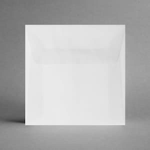 Set 5 Kuverts Weiß-transparent ORIGINELL für Fotos, Grußkarten, 155 x 155 mm, quadratisch, ohne Sichtfenster, selbstklebend + Gratis-Karte