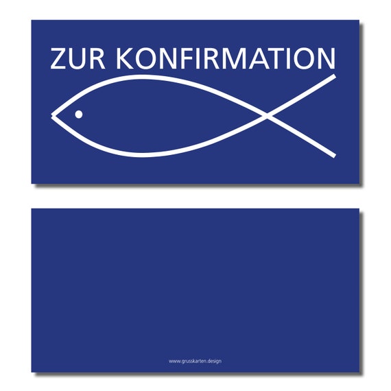 Expression Stark Set Of 2 Blue Confirmation Cards Fish Etsy