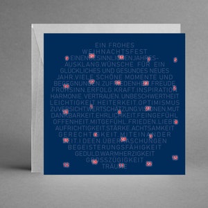 Adventskalender/ Weihnachtskarte in einem (2 in 1), quadratisch, EDEL IN SILBER mit Weisheiten, Zitaten inkl. Kuvert + Gratis-Karte