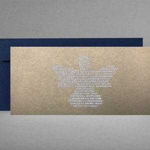 Goldene Weihnachtskarte ENGEL edel, glamourös mit vielen Wünschen EXKLUSIV WEIHNACHTLICH Klappkarte inkl Kuvert in navy blue + Gratis-Karte