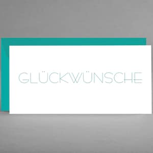 Witte wenskaart "CONGRATULATIONS" EDEL &UNIVERSAL met groen lettertype incl. envelop voor collega's, medewerkers, klanten, familie + gratis kaart