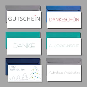 Lot de 6 cartes de vœux - INTEMPOREL & SÉRIEUX pour Noël, merci, anniversaire, deuil, anniversaire pour la famille, affaires y compris enveloppes + carte gratuite