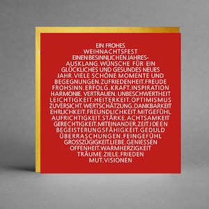 Kerstkaart rood vierkant met kerstboombal INSPIRATIEF & CREATIEF met wensen 3D effect inclusief gouden envelop + gratis kaart