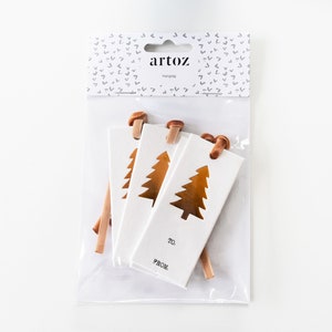 4 ÉTIQUETTES CADEAUX TANNENBAUM KUPFER pour la décoration d’emballages pour cadeaux de Noël dans un look et un style spéciaux + carte gratuite