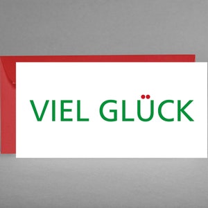 Kartka z życzeniami Powodzenia biały, zielony napis, życzenia na studia, nową pracę, prawo jazdy, egzamin, dyplom ukończenia szkoły średniej w tym koperta + bezpłatna kartka