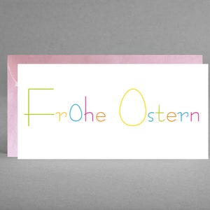 Paaskaart ORIGINEEL IN KERSENBLOESEM met kleurrijke letters en een ei in de "O" geschikt voor particulier en zakelijk gebruik incl. envelop + gratis kaart