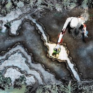 Reuzenstandbeeld gevangenis strijdkaart | Gerasterd + niet-gerasterd JPEG | Digitale download VTT-kaart voor D&D Pathfinder TTRPG | Inclusief Story Hooks + Lore