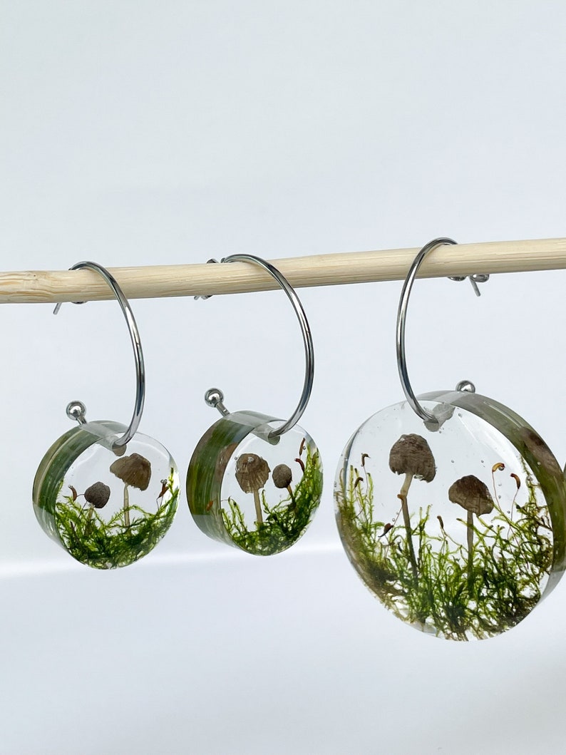 Natural moss mushroom gauges, real plug, mushroom plug, Real mushroom plugs, mushroom tunnels image 10