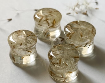 Dandelion Plugs: Real Plant BIO BASED Resin Ear Gauges