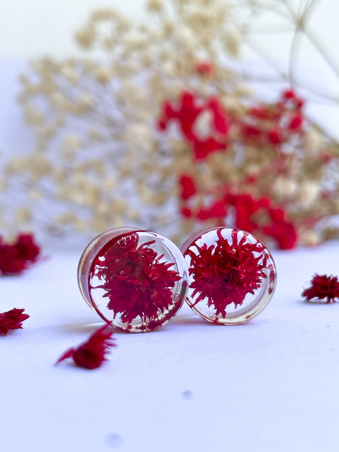 Red Flower Plugs Flower Gauge Bloom Gauge Real Flower Etsy