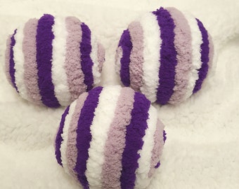 Easter/Spring Decorative Ornament Balls, Purple, Lavender and White Yarn Balls, Bowl, Vase Or Basket Fillers, Wreath Embellishments,