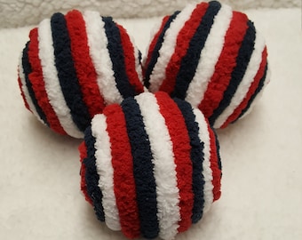 Patriotic Decorative Ornament Balls, Americana Yarn Balls, Bowl Fillers, Wreath Attachments