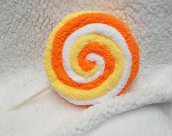 Halloween Wreath Attachment, Fake Candy Corn Lollipop Chunky Yarn Embellishment