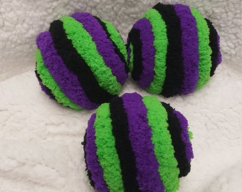 Boules décoratives d'Halloween enveloppées d'un fil, Bavettes à rayures violettes, citron vert et noires, garnitures de four/bol, accessoires pour guirlandes