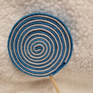 Turquoise and Silver Fake Glitter Foam Swirly Lollipop, Christmas Wreath Attachment/Embellishment