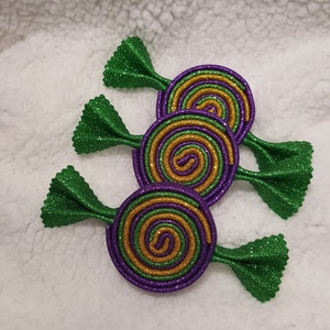 Mardi Gras Glitter Foam Candy, Purple, Green and Gold Fake Candy, Basket Filler, Tier Tray Decor, Wreath Embellishment