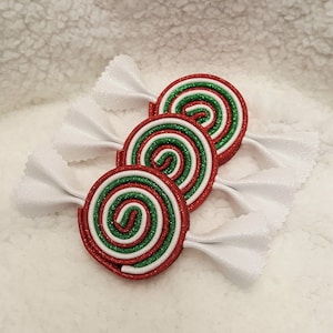 Glitter Foam Candy, Green, Red and White Swirl Candy, Christmas Candy Cane Stripe, Wreath Attachment/Embellishment