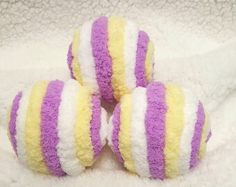 Spring/Easter Decorative Ornament Balls, Lavender, Yellow and White YarnWrapped Balls, Bowl/Vase Fillers, Wreath Embellishment/Attachments