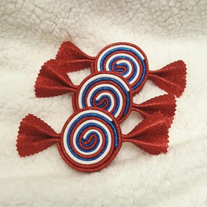 Patriotic Glitter Foam Candy, Red, White and Blue Swirl Candy, Fourth of July Decor, Basket Filler, Wreath Attachment, Wreath Embellishment