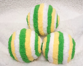 Easter/Spring Decorative Ornament Balls, Lemon Lime Decor, Lime, Yellow and White Yarn Wrapped Balls, Bowl/Vase Filler, Wreath Embellishment