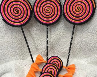 Fake 3pc Halloween Glitter Foam Candy or Pops, Spooky Theme Decor, Candy Prop, Basket Filler, Tier Tray Decor, Wreath Embellishment