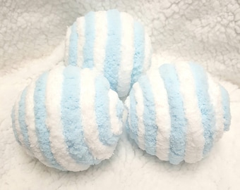 Baby Shower Decorative Fuzzy Ornament Balls, Blue and White Yarn Balls, Bowl/Vase Fillers, Spring Decor, Wreath Embellishment/Attachments