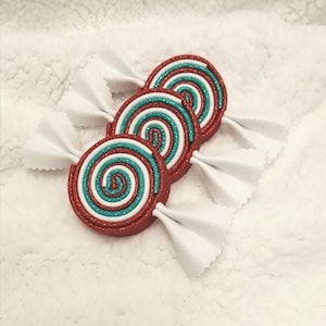 Christmas Glitter Foam Candy, Aqua, Red and White Swirl Candy, Basket Filler, Tier Tray Decor, Wreath Attachment/Embellishment