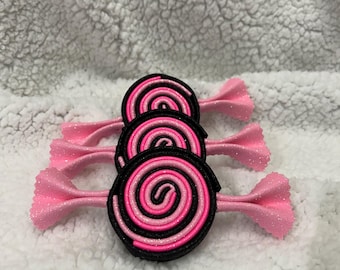 3pc Pink Halloween Glitter Foam Candy, Black, Pink and Hot Pink Swirl Candy, Wreath Accent, Basket Filler, Craft Prop