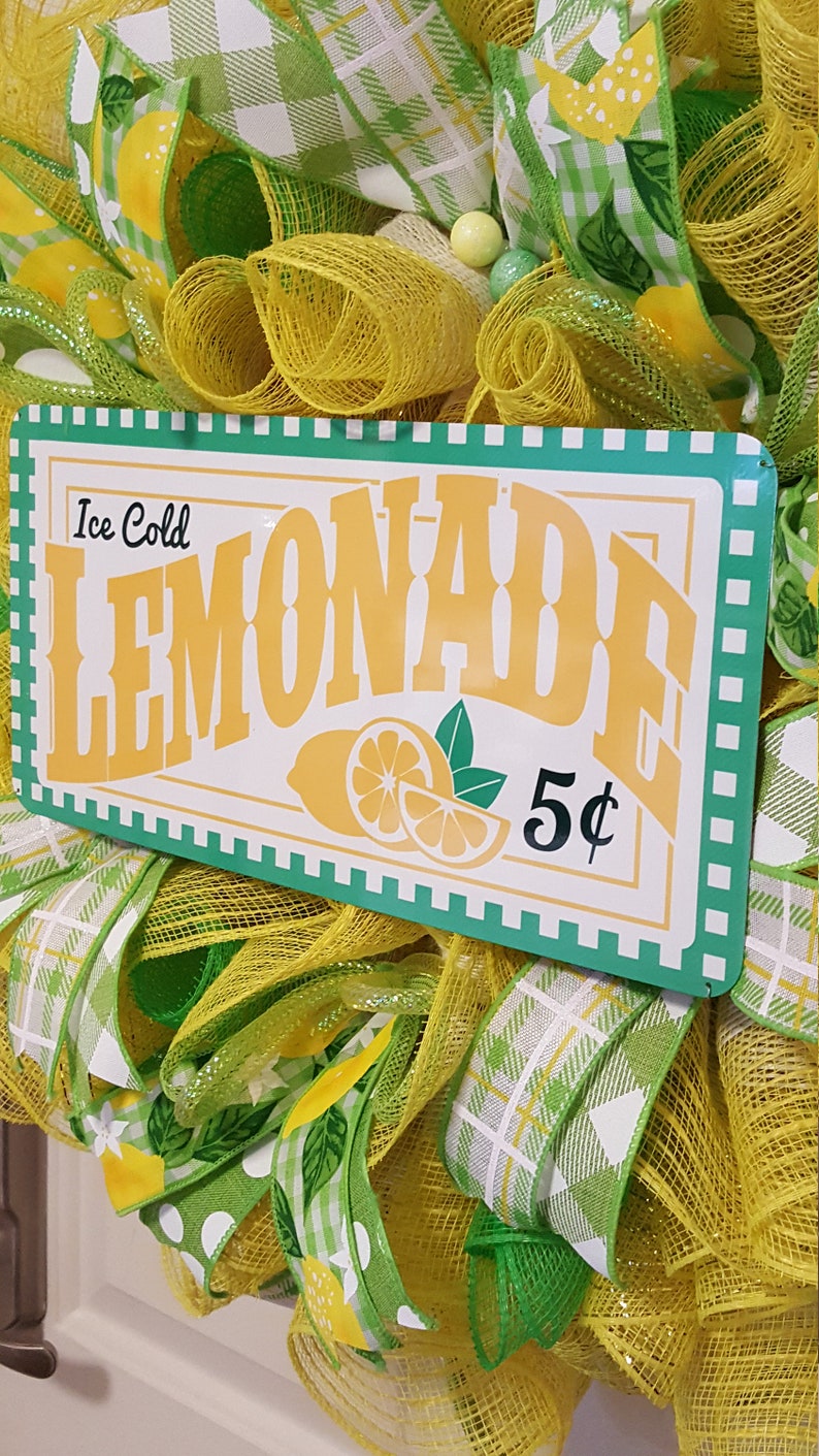 Lemon Wreath Lemon Lime Kitchen Decor Lemonade Picnic Decor Etsy