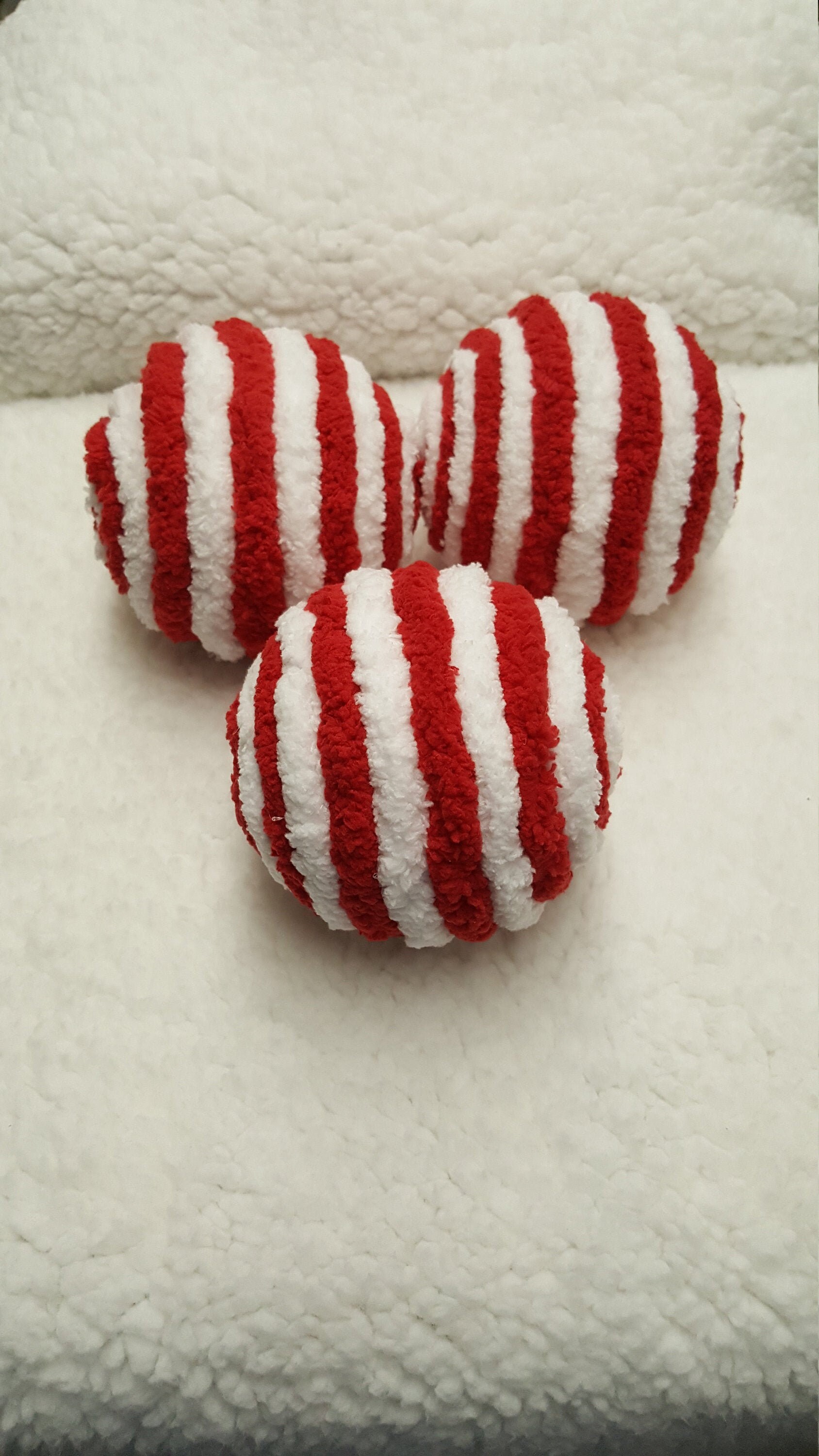 Candy Cane Decorative Fuzzy Balls Yarn Balls Bowl Fillers Etsy