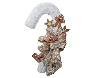 Accroche-porte en canne de bonbon, guirlande de Noël, décoration de cuisine d'hiver, thème pain d'épice