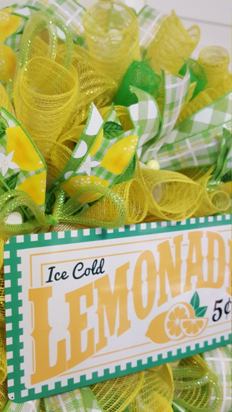 Lemon Wreath Lemon Lime Kitchen Decor Lemonade Picnic Decor Etsy