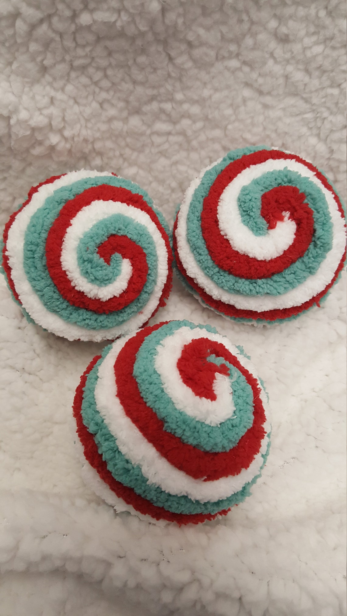 Candy Cane Decorative Fuzzy Ornament Balls Yarn Balls Bowl Etsy