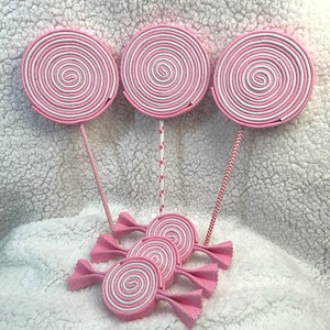 Baby Shower Decorations, Pink and White Swirl Glitter Foam Candy, Wreath Attachment/Embellishment
