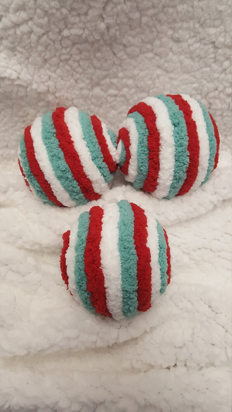Candy Cane Decorative Fuzzy Ornament Balls Yarn Balls Bowl Etsy