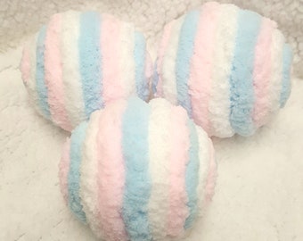Baby Shower Decorative Ornament Balls, Pink, Blue and White Yarn Balls, Bowl/Vase Fillers, Spring Decor, Wreath Embellishment/Attachments