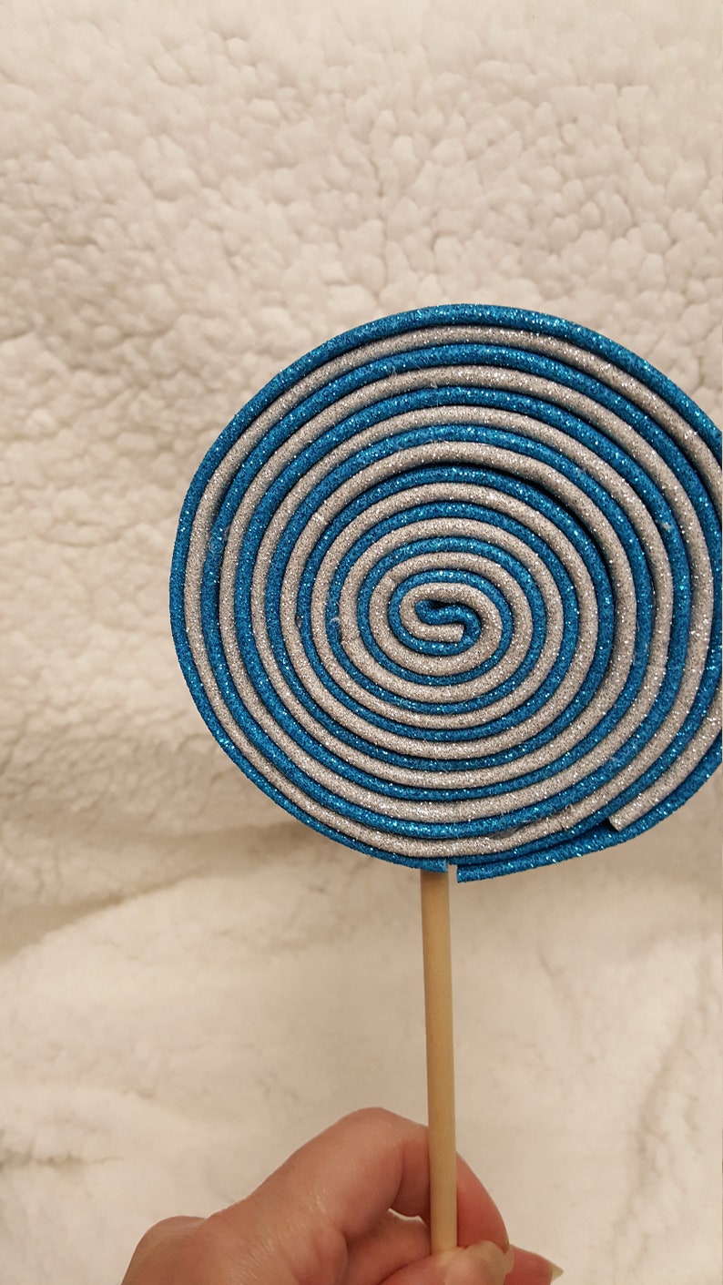 Christmas Wreath AttachmentEmbellishment Turquoise and Silver Fake Glitter Foam Swirly Lollipop