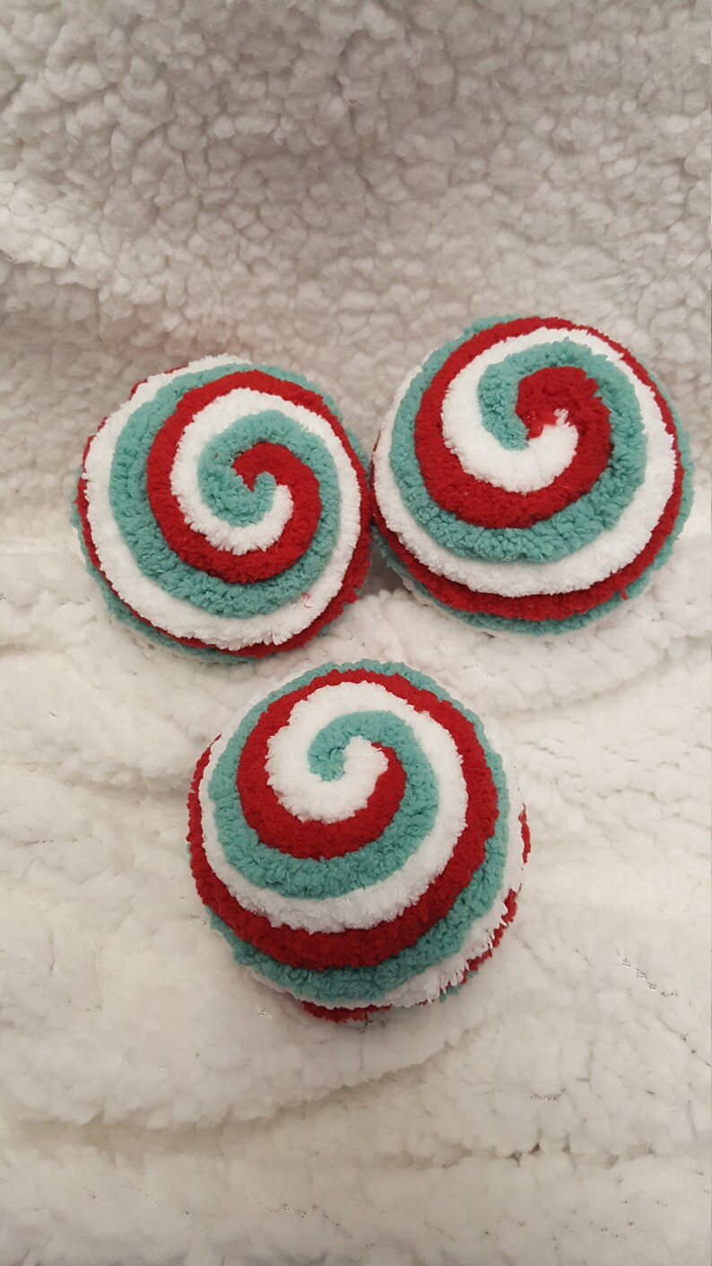 Candy Cane Decorative Fuzzy Ornament Balls Yarn Balls Bowl Etsy