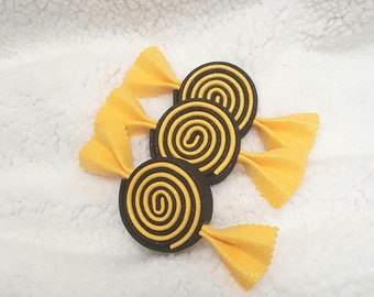 Bumble Bee Glitter Foam Candy, Spring/Summer Decor, Yellow and Black Swirl Candy, Wreath Attachment/Embellishment