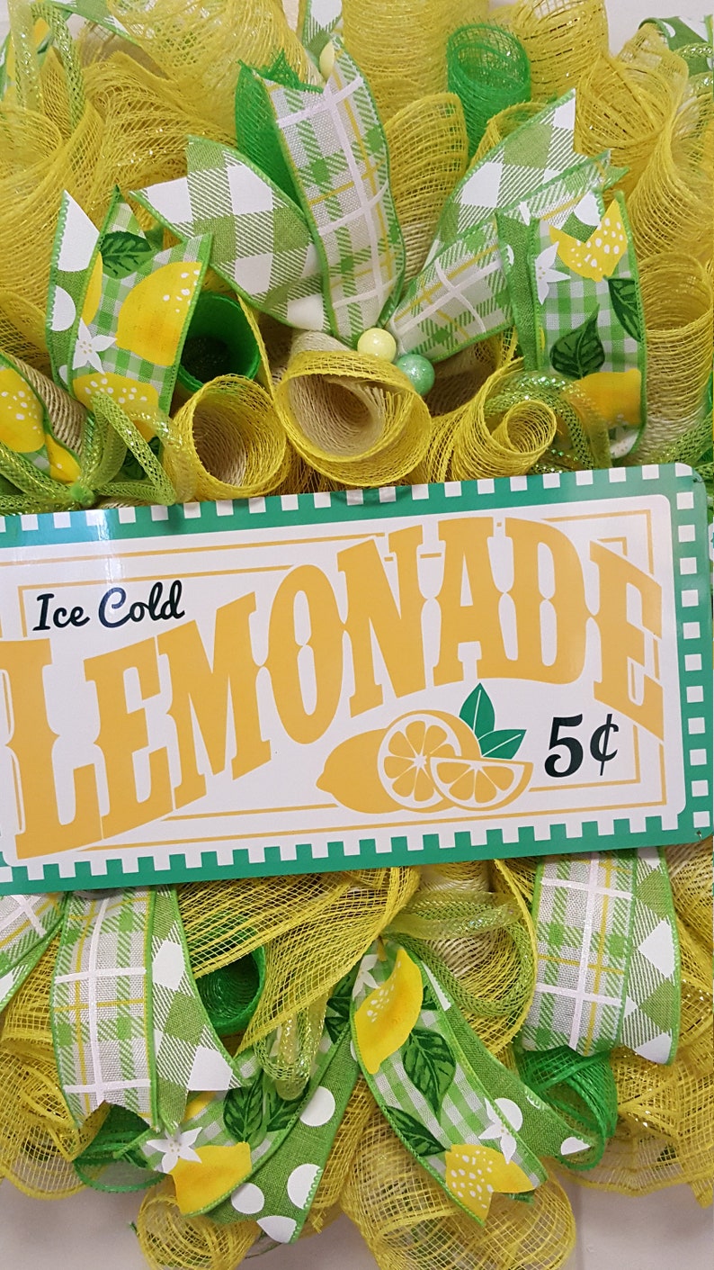 Lemon Wreath Lemon Lime Kitchen Decor Lemonade Picnic Decor Etsy
