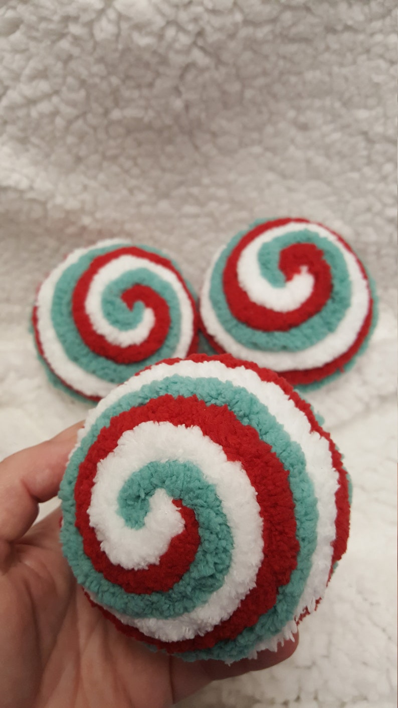 Candy Cane Decorative Fuzzy Ornament Balls Yarn Balls Bowl Etsy