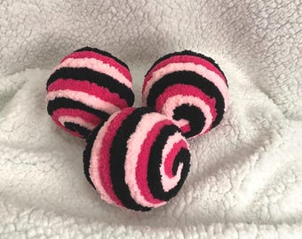 Boules d'Halloween enveloppées de fil, boules décoratives floues noires, roses et fuchsia, garnitures de bol ou de lanterne, garniture/embellissement de couronne