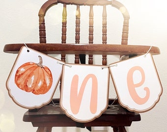 Pumpkin 1st Birthday - Pumpkin High Chair Banner - Pumpkin Birthday - One Little Pumpkin  - Pumpkin Patch Birthday - Fall Birthday Decor
