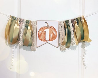 Pumpkin High Chair Banner - Pumpkin 1st Birthday - Pumpkin Birthday - One Little Pumpkin Party - Pumpkin Patch Birthday - Fall Party Decor