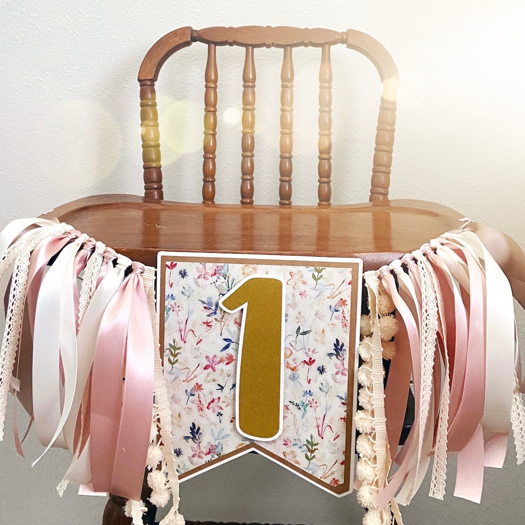 Floral 1st Birthday Floral High Chair Banner boho High Chair Banner