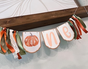Pumpkin High Chair Banner - Pumpkin 1st Birthday - Pumpkin Birthday - One Little Pumpkin Party - Pumpkin Patch Birthday - Fall Party Decor